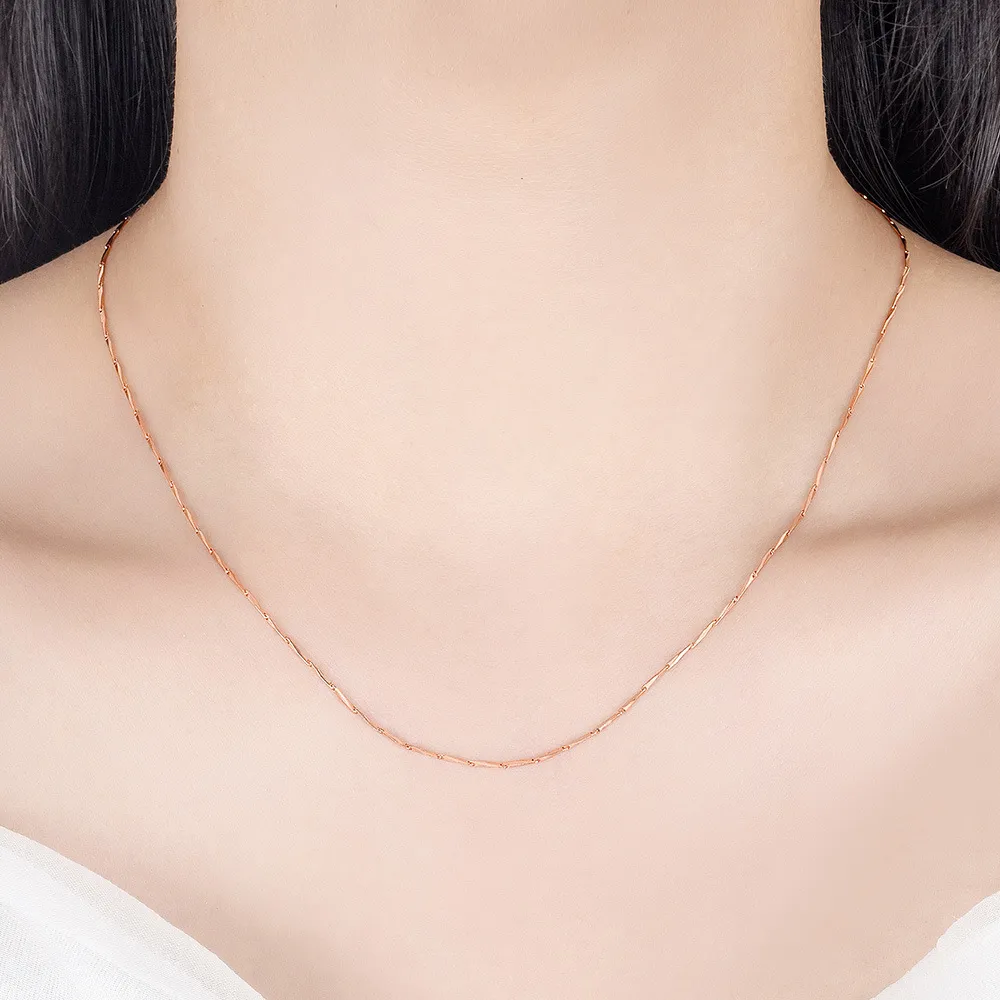 Collar de cadena de plata de ley chapada en oro rosa mujer_voghion.com
