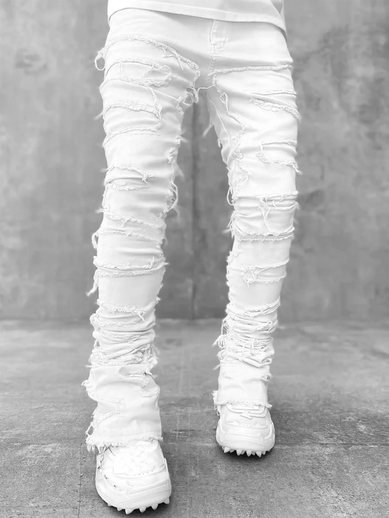 2024 New mens designer jeans Loose pants high waist Ripped High Street Retro Paint Spot Patch Hole Denim Streetwear silm_mkmklike.com