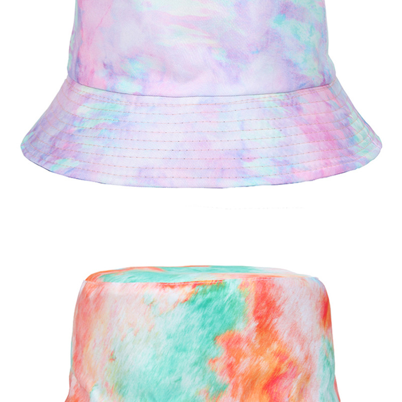 Summer New Tie Dyed Printed Wide Eaf Flat Top Unisex Outdoor Sunscreen Fisherman Hat  Bucket hat_voghion.com