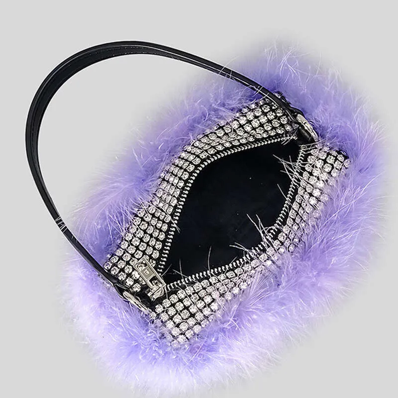 Designer Dia Handbag For Women 2023 New In Fashion High Quality Colorblock Ostrich Fur Rhiedinner Bag Bg_voghion.com