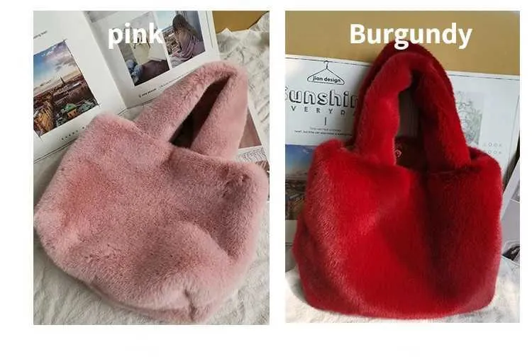 Fi Winter Bucket Artificial Fur Small Casual Shoulder Bag Design Womens Club Wallet Handbag Y241025_voghion.com
