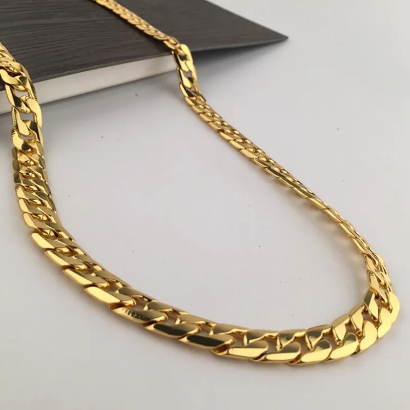Chaîne pour homme et garçon de 12 mm d'épaisseur, collier en or jaune rempli de strass, bijoux en gros, chaînes cadeaux Hip Hop_voghion.com