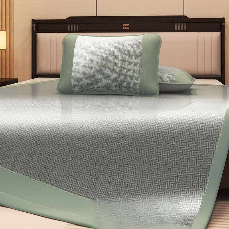 Summer Mugwort Ice Silk Cool Three-piece Set, Machine Washable And Washable, Student Dormitory Single Rattan Mat, Breathable_voghion.com