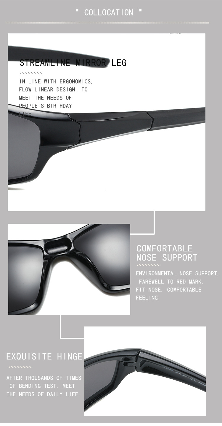 Nuovi occhiali da sole sportivi polarizzati da guida, specchietti notturni, occhiali in plastica D620 alla moda_voghion.com