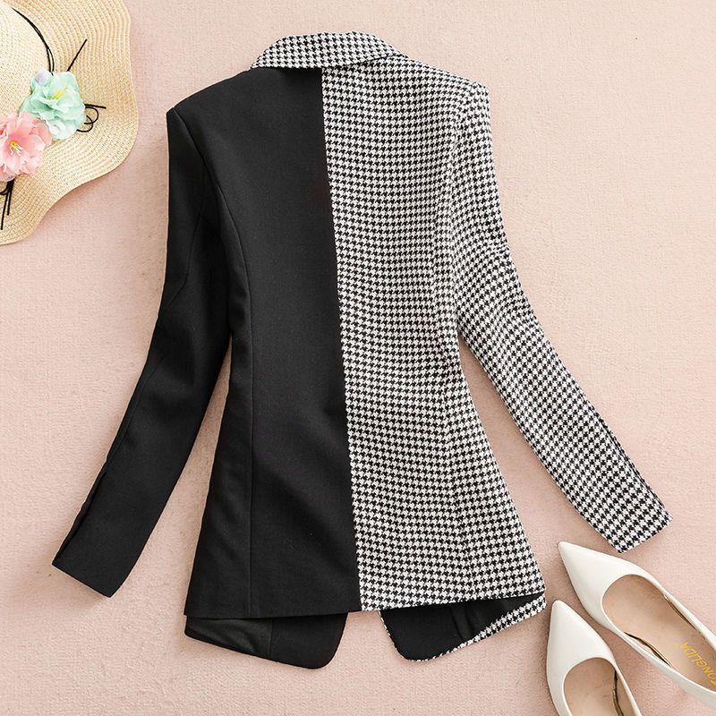 Abbigliamento 2024 Primavera e Autunno Giacca pied de poule bianca Design da donna Temperamento Casual Piccolo abito Top_voghion.com