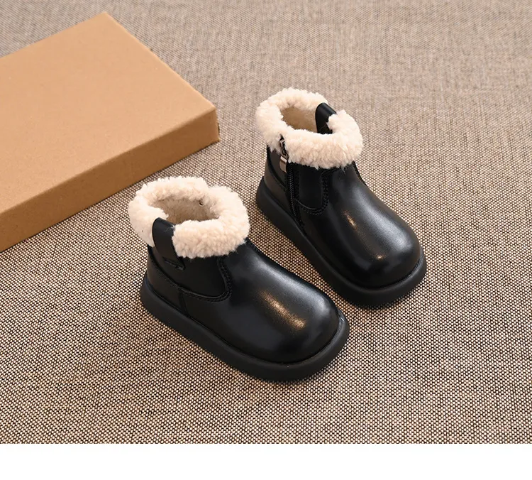 Copii clasici de iarnă, pufoși și moi, fete și băieți, zăpadă la modă, versatil, cald, pentru copii, Kidsnest, școală cauzală, gleznă pentru copii mici_voghion.com