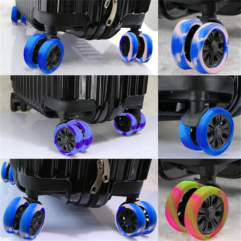 4Pcs Silicone Suitcase Caster Shoes Protector Lage Wheels Cover Reduce Noise Travel Accessories_voghion.com