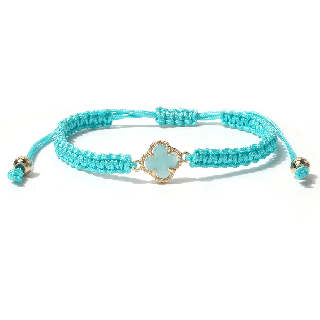 KDC869 großhandel mode handgemachte glück Vierblättriges Kleeblatt Blume charme armband rame seil schmuck frauen string mädchen_voghion.com