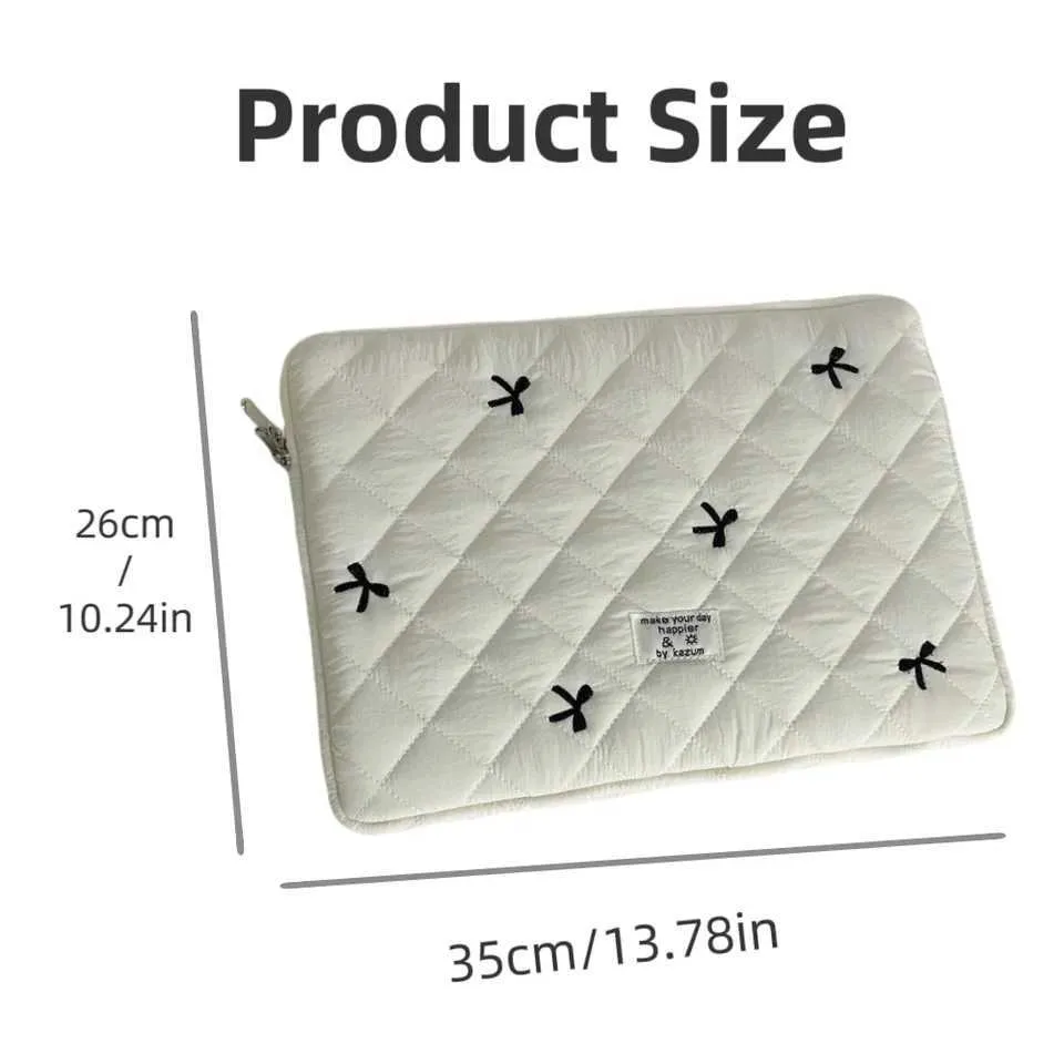 Borsa a tracolla per laptop gonfia con fiocco ricamato, custodia per notebook, per computer portatile HP da 13-14,2 pollici, tablet per ragazze_voghion.com