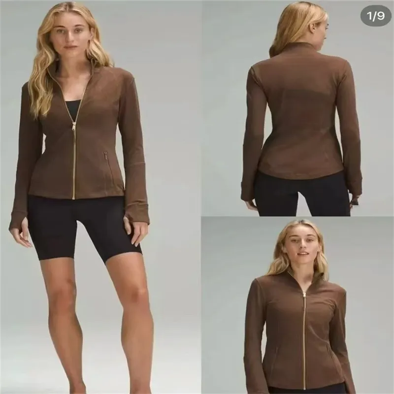 Sports yoga women's fiess jacket sports quick drying top solid color gold zipper sportswear_voghion.com