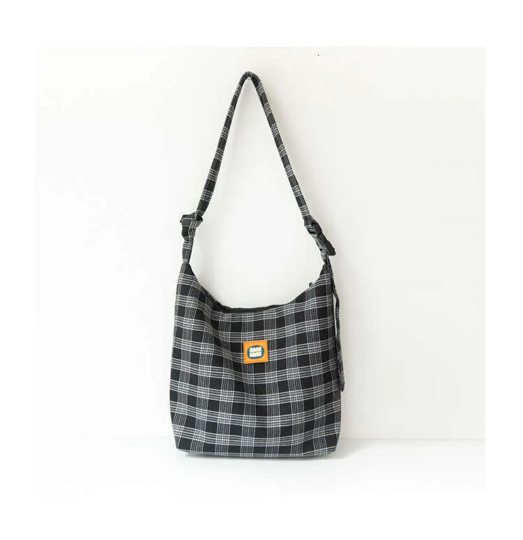 Designer stijl geruite canvas schoudertas voor dames_voghion.com