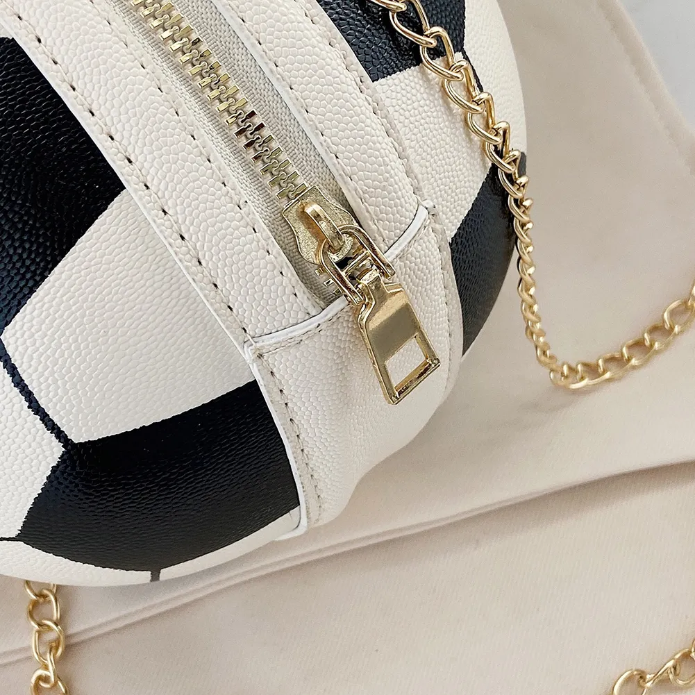 Sac à main vintage en PU pour femme, motif ballon de football, basket-ball, bandoulière sphérique, sacoche_voghion.com