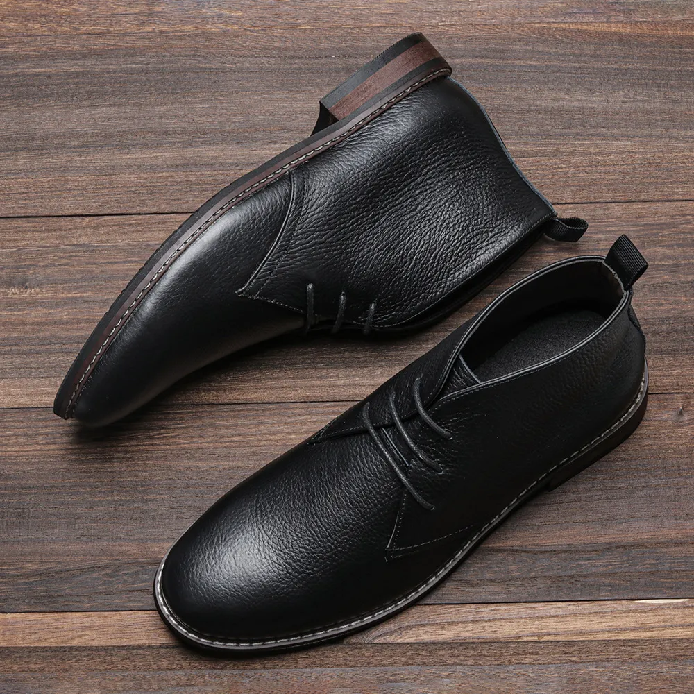Bottines en cuir véritable pour hommes, bottines de marque de qualité pour hommes_voghion.com