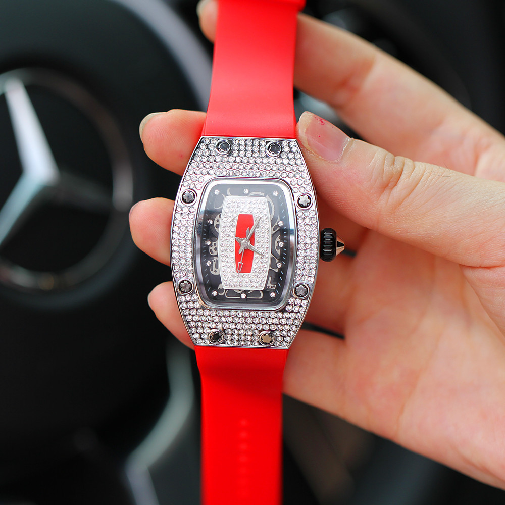 Riicht Moudetrend Nei Damen Wäin Eemer Mikro Nuecht Glühende Voll Diamant Silikonband Waasserdicht Quartz Auer_voghion.com