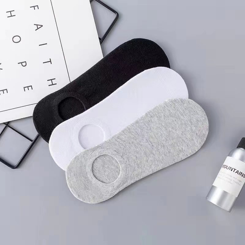 Black and white gray women's socks men's and women's socks summer autumn and winter Four Seasons solid color men's short tube boat Socks invisible low_voghion.com