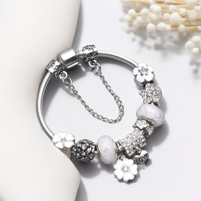 Bracciale charm in acciaio inossidabile con perline smaltate_voghion.com