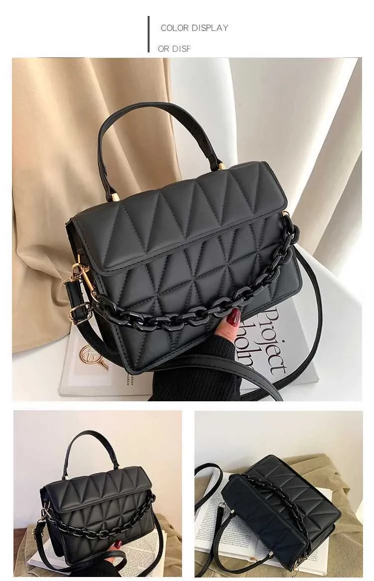 Rhombus Plaid Crossbody Bags For Women Chain Decor Fashion Shoulder Bag Ladies Handbag Casual And Simple Small Square_voghion.com
