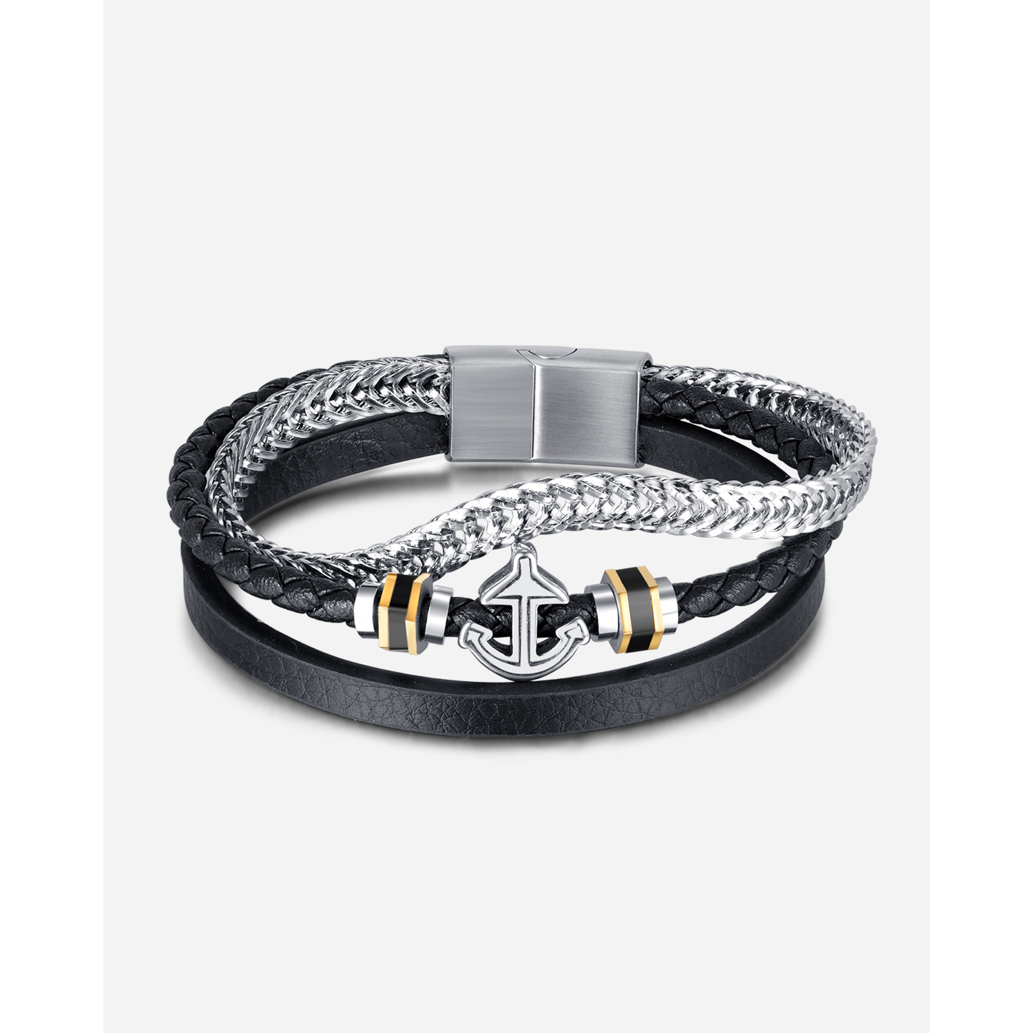 Boot Anker Lederarmband Accessoire Edelstahl Armband Herren_voghion.com