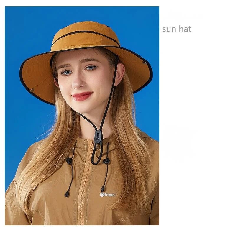New Large Brimmed Waterproof Outdoor Hat for Men and Women, Suitable for Casual Mountaineering, Sun Protection, Face Covering, Fishing Hat_voghion.com