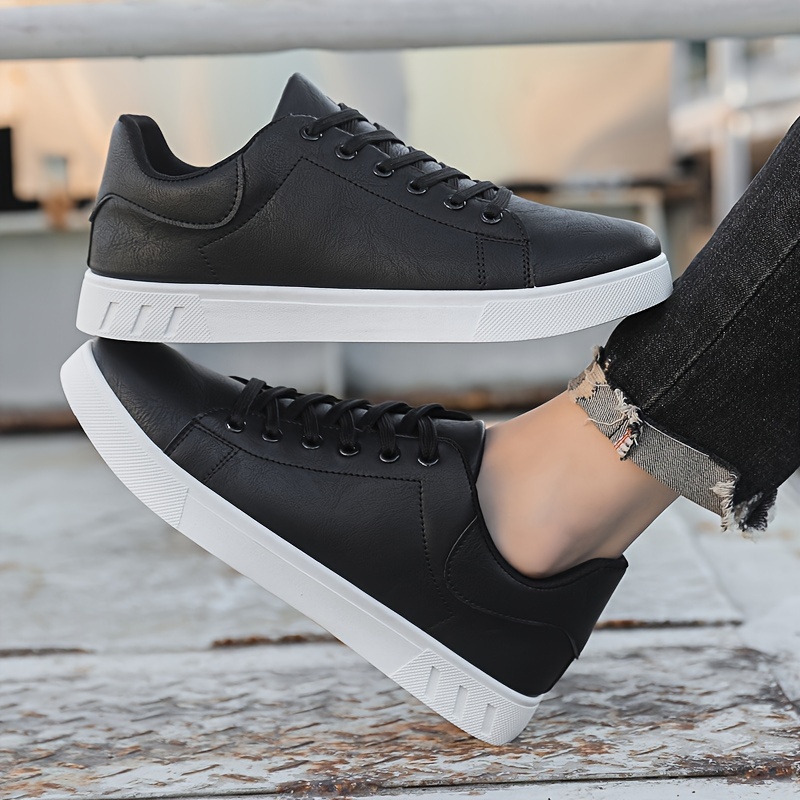 Herren-Skateboardschuh aus PU-Leder mit Schnürung, trendiger, bequemer, leichter Outdoor-Schuh mit rutschfester Sohle zum Gehen und Joggen_voghion.com