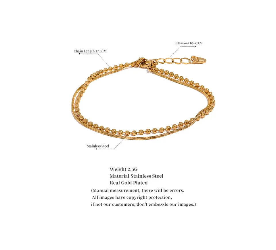 Armbänder Yhpup Edelstahl Flache Perlenketten Doppellagiges Modearmband Armreif Für Frauen Charm Sommer Strand_voghion.com