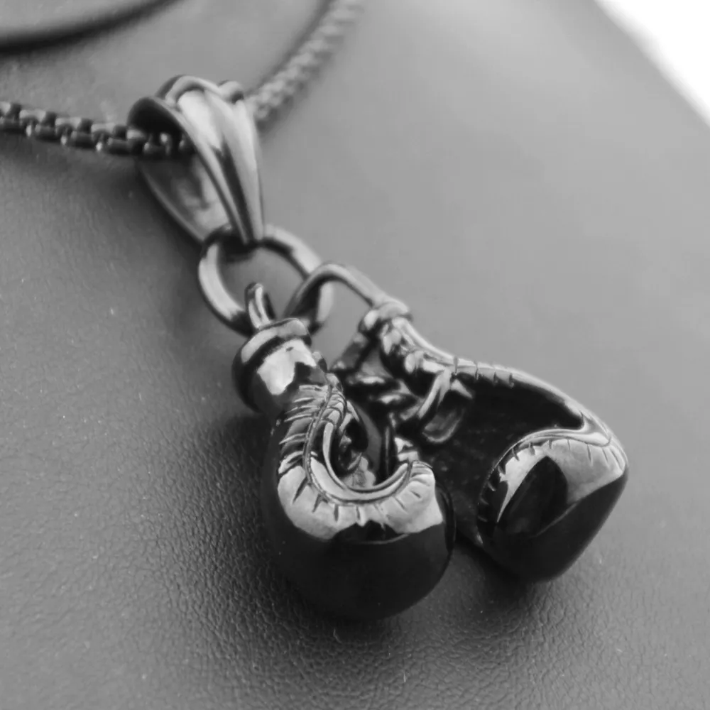 Pendant Necklaces 2pcs/set Mens Unisex Stainless Steel Sier Color/gold Black Boxing Gloves Necklace Sport Colar Jewelry_voghion.com