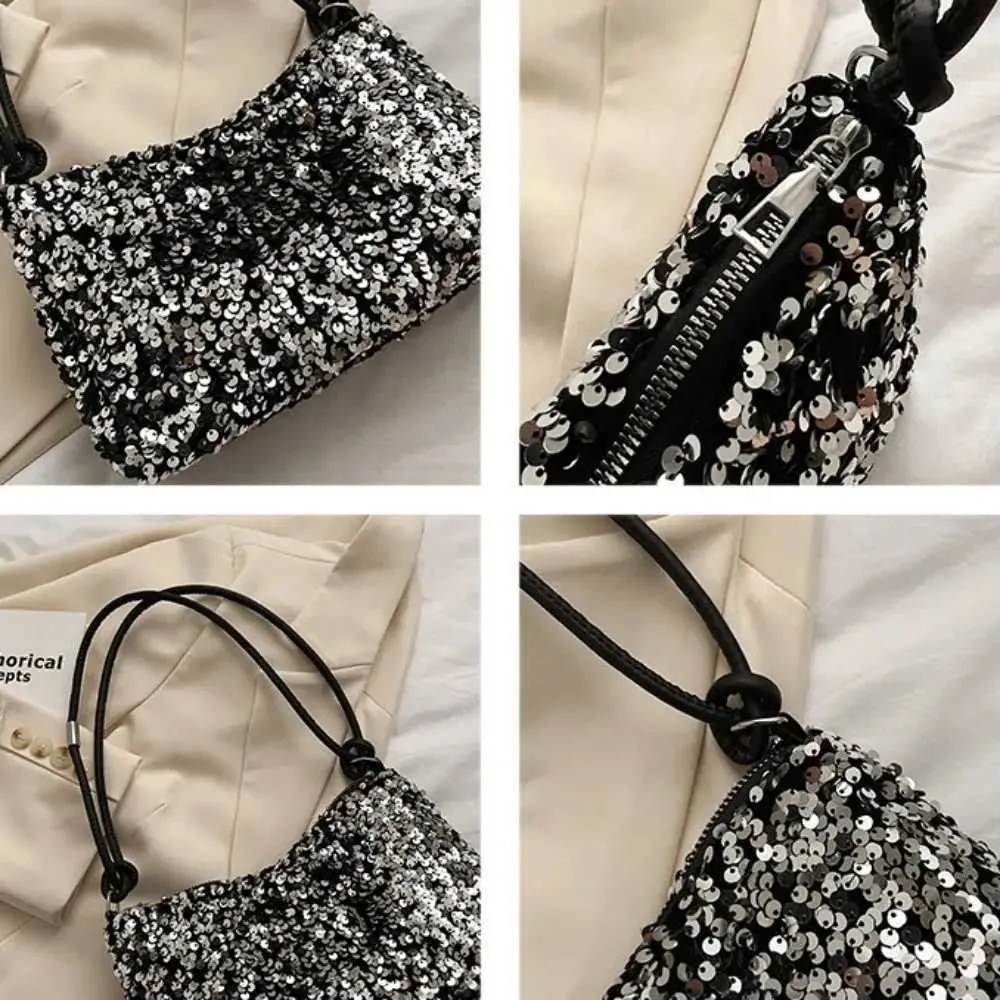 Einfarbig Crossbody Mode INS Pailletten Schulter Taschen Telefon Geldbörse Handtasche Abend Clutch Tasche Mädchen DIYC241103_voghion.com