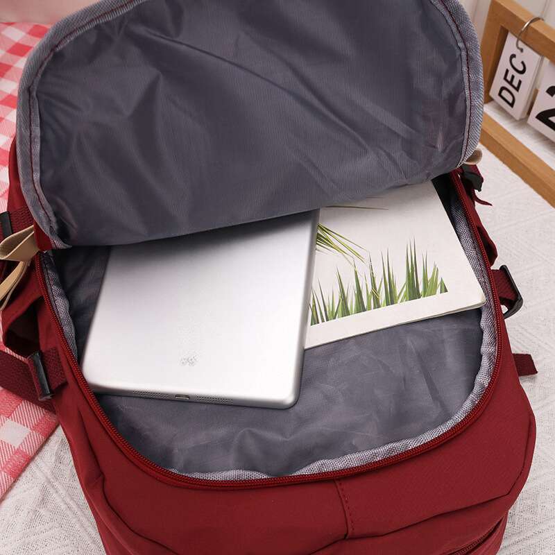 Korean Version Of The Female Students Large Capacity Simple Solid Color Backpacks_voghion.com