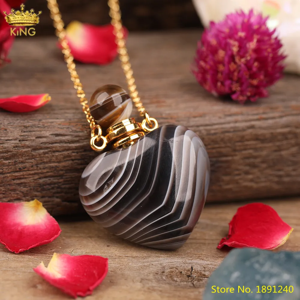 Collares colgantes con piedra de ágata negra natural facetada, botella de perfume para mujer, collar difusor de aceite esencial de ónix dorado_voghion.com