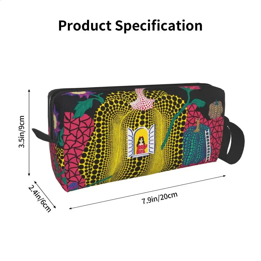 Trousse de toilette de voyage à motif de citrouille abstraite de Yayoi Kusama pour femmes, trousse de maquillage, trousse de rangement de beauté, trousse de toilette 240730_voghion.com