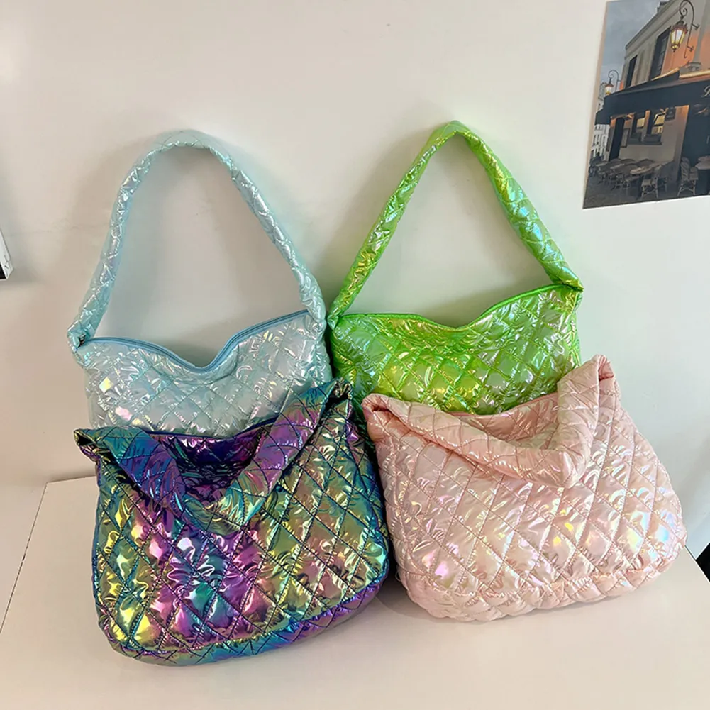 Borse a tracolla da donna autunno inverno, tote, grandi capacità, imbottite in cotone, borse da donna, borse da viaggio multicolori_voghion.com