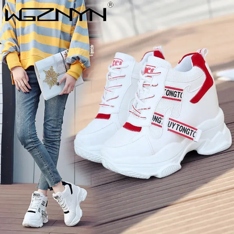Heiße Verkäufe Trendy Schuhe High Top Sneakers Frauen Plattform Stiefeletten Korb Femme Chaussures Femmes Höhe Erhöhen_voghion.com