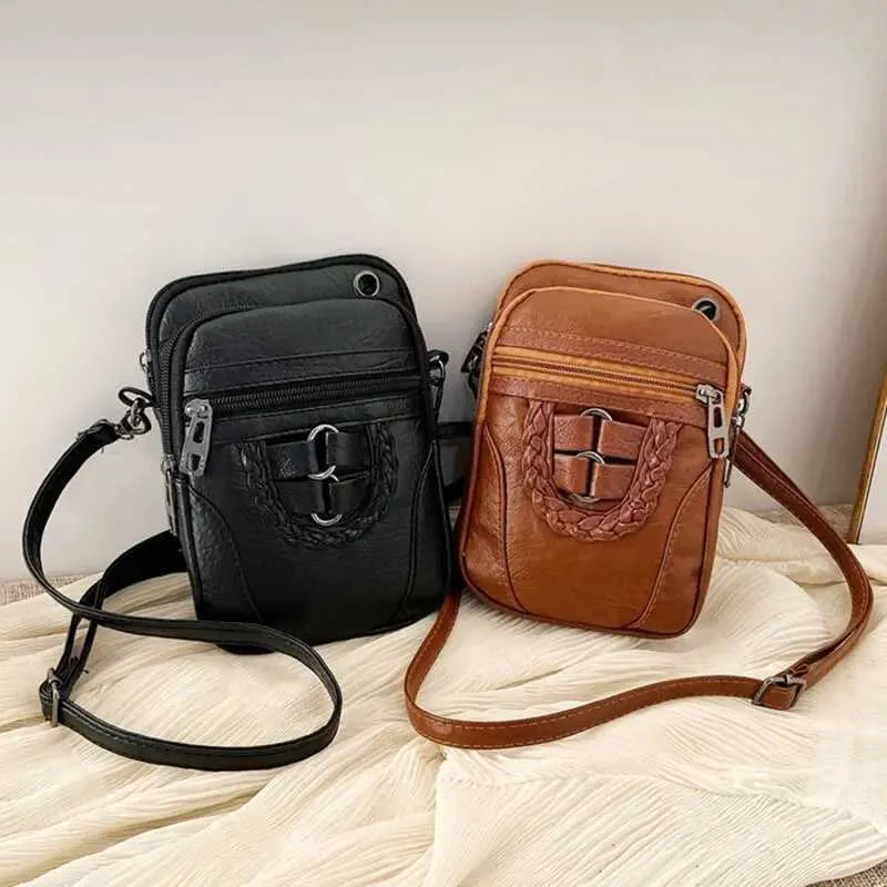 PU Leder Kleine Frauen Schulter Vintage Crossbody Geldbörse Handy Tasche Mode Weiche Handtasche PurseC241021_voghion.com