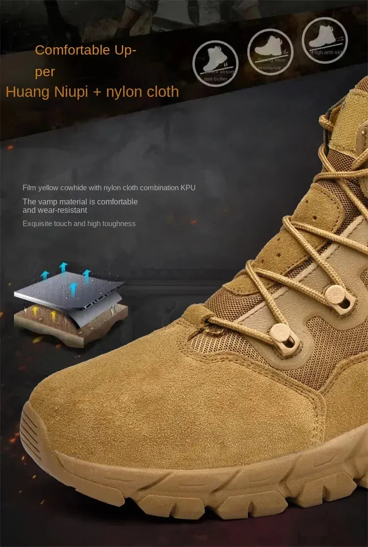 Genuine Leather Tactical Boots Breathable Ankle Boots For Men_voghion.com