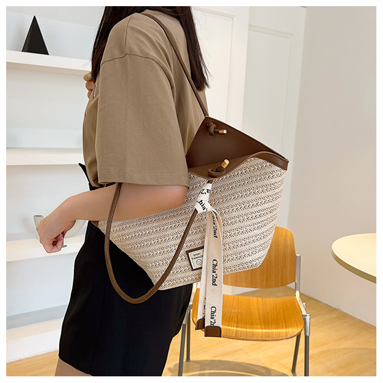 Geflochtene Stroh Umhängetasche Für Damen Elegante Schultertasche_voghion.com