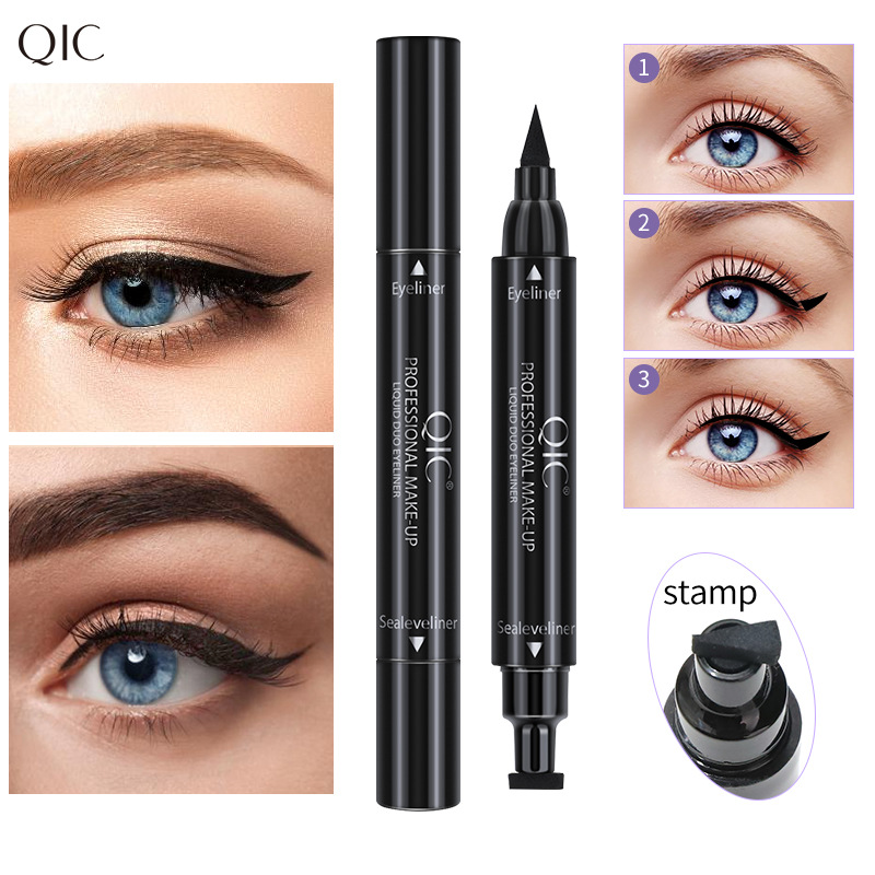 QIC makeup double head triangle wing seal eyeliner pen non smudging waterproof sweatproof Vietnam_voghion.com
