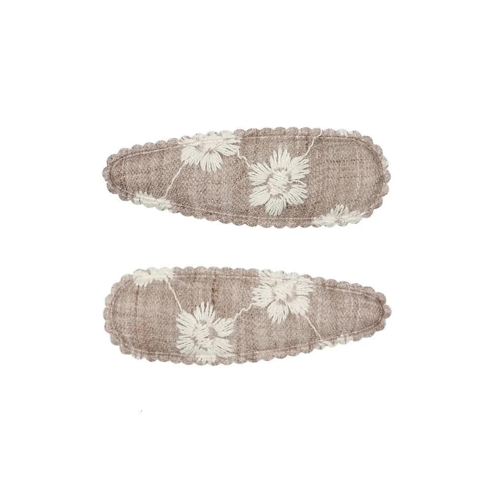 120pclot Lace Embroidery Basic Snap Baby Hair Drop Clip Cotton Flower Printed Clamp Pins Hairpins BB Barrettes Girls_voghion.com