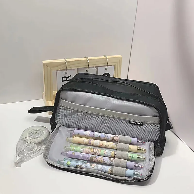 1 organiseur de papeterie pour fournitures de bureau, 4 compartiments, grand étui à stylos, trousse à crayons, trousse de maquillage_voghion.com