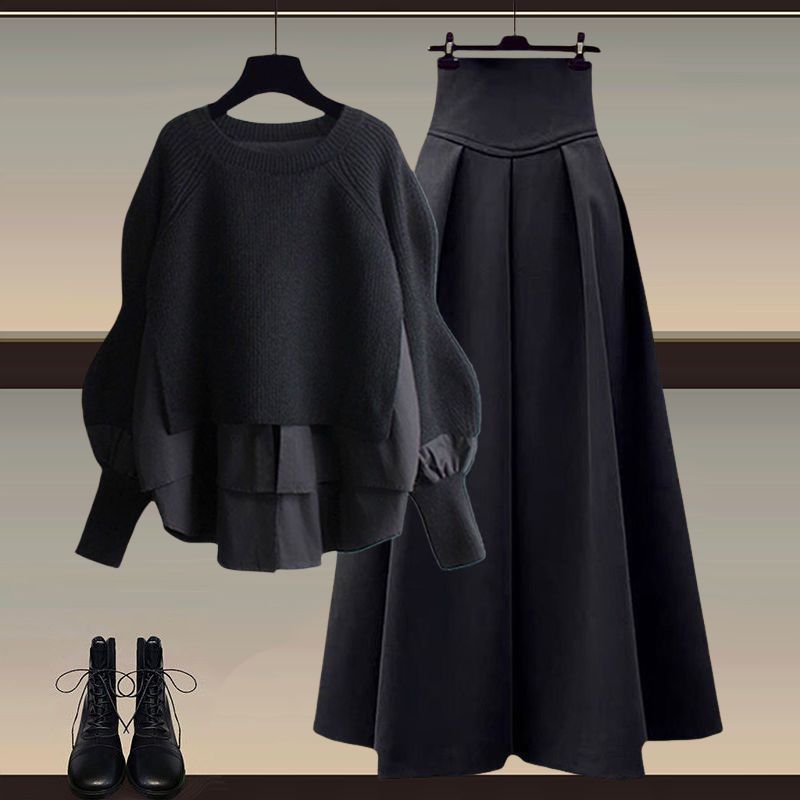 Vêtements pour femmes, costumes d'automne, grande taille, hauts deux pièces, tempérament, jupe slim, costume deux pièces