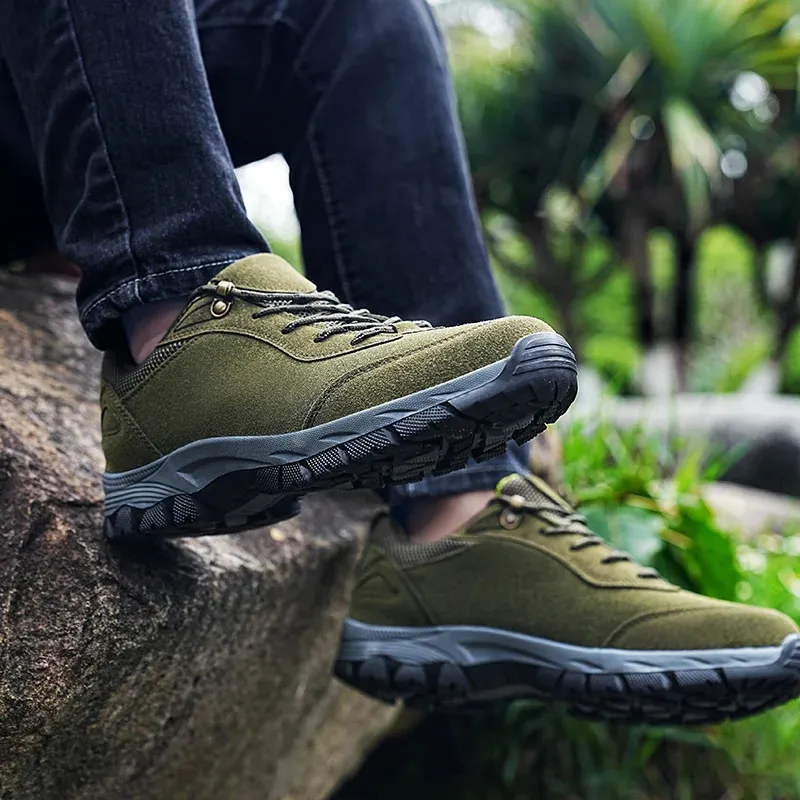 Herren Outdoor Wanderschuhe Aus Wildleder Mit Schnürung_voghion.com
