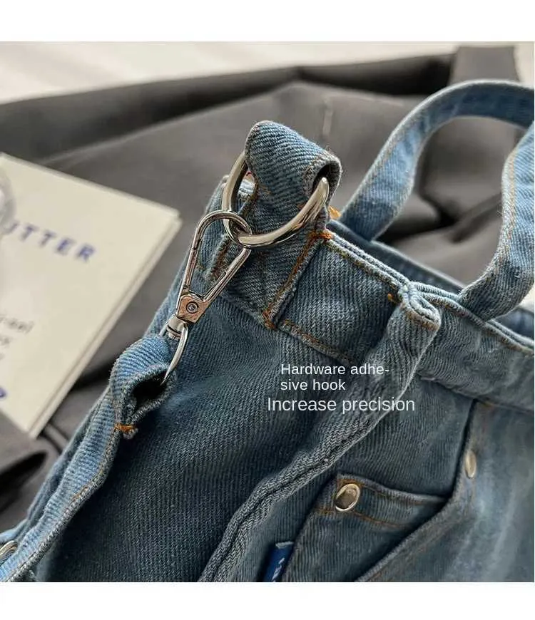 Borsa a tracolla in denim da donna grande borsa a spalla moda_voghion.com