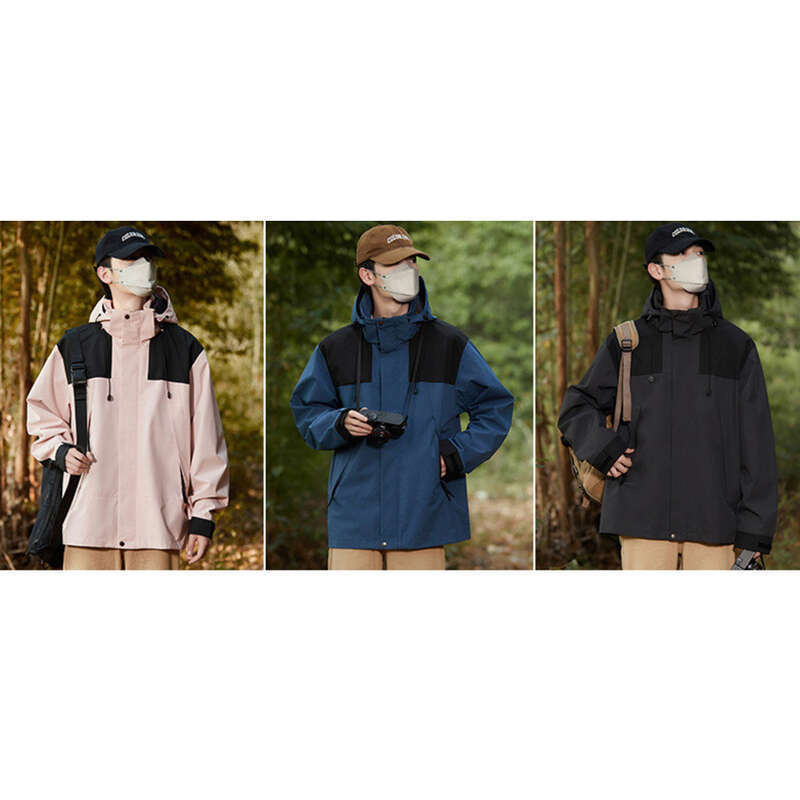 Spring Autumn New Outdoor Splicing Color Contrast For Couples, Windproof, Waterproof, Loose, Thin, Men's And Women's_voghion.com