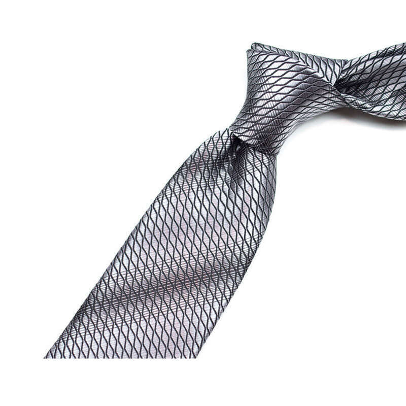 Italiensk uregelmæssig slips mænds formelle business plaid grå kaffedragt lomme håndklæde sæt_voghion.com
