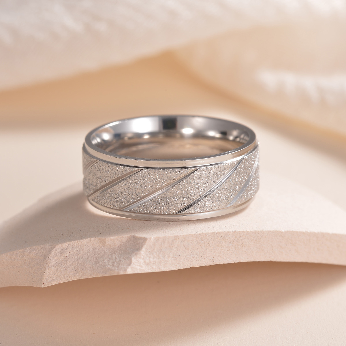 Herren Titanstahl Ring Robustes Outdoor Ehering Modell 8mm_voghion.com