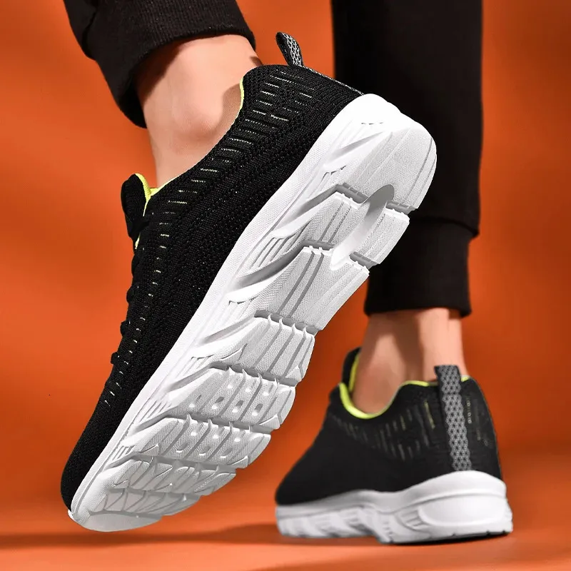 Zapatillas de deporte de punto con cordones para hombre y mujer, informales, atléticas, para correr, caminar, gimnasio, deportes al aire libre, transpirables_voghion.com