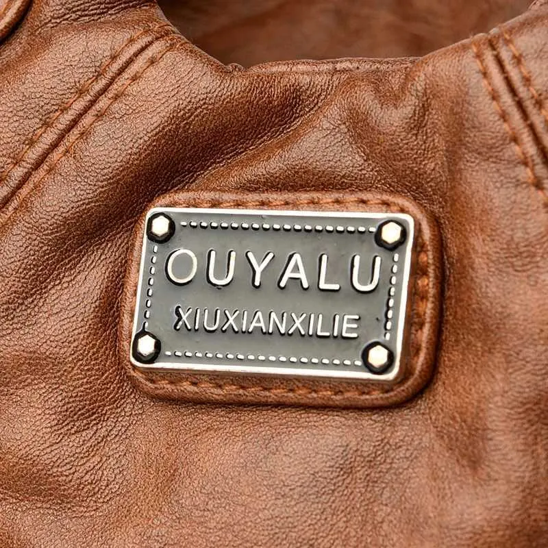 Black Shoulder Bag For Women Mini Motorcycle Style Handbag_voghion.com
