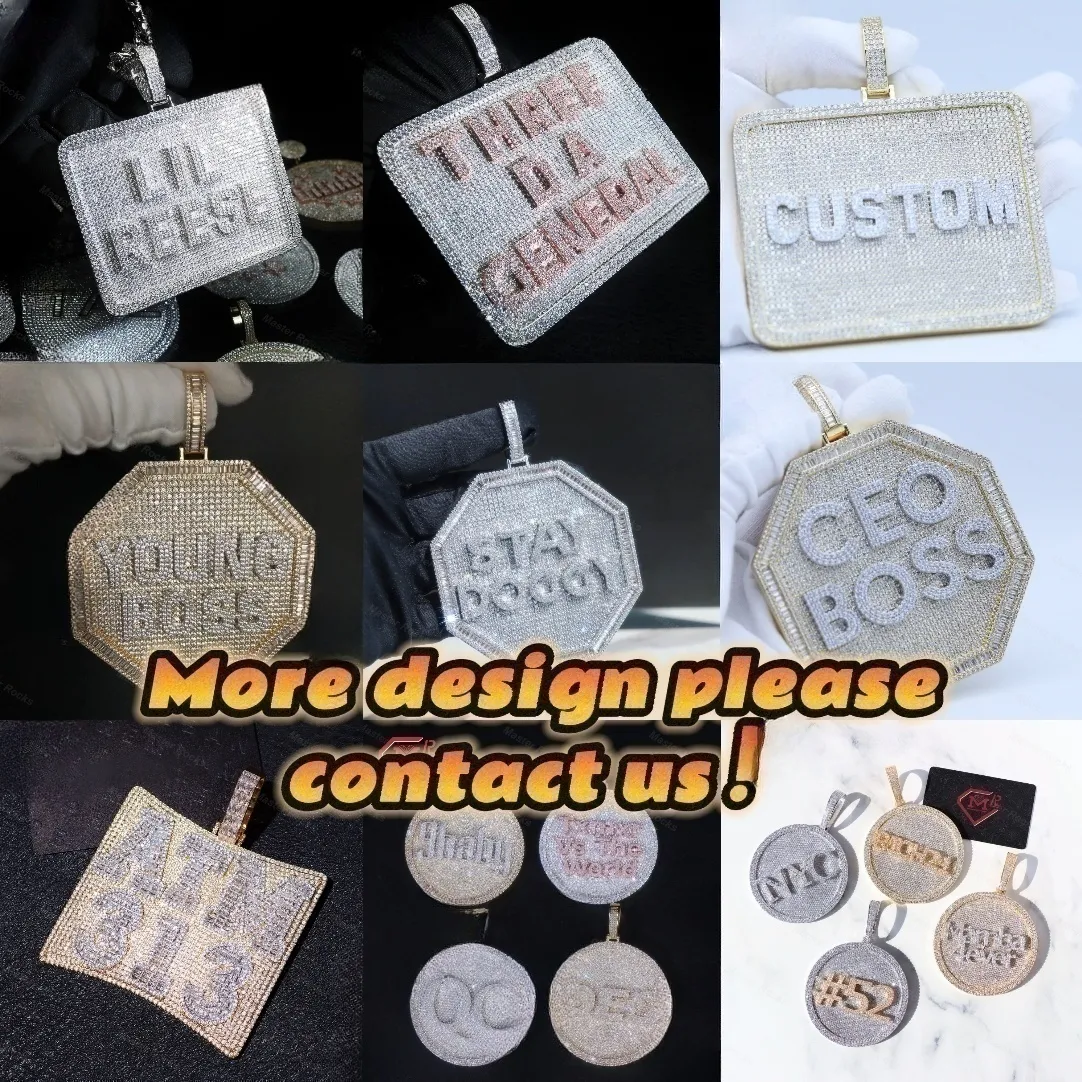 Pendant 15mm Hip Hop VVS Diamond Baguette Cuban Link Chain Moissanite Sier Jewelry Box Necklaces Hiphop_voghion.com
