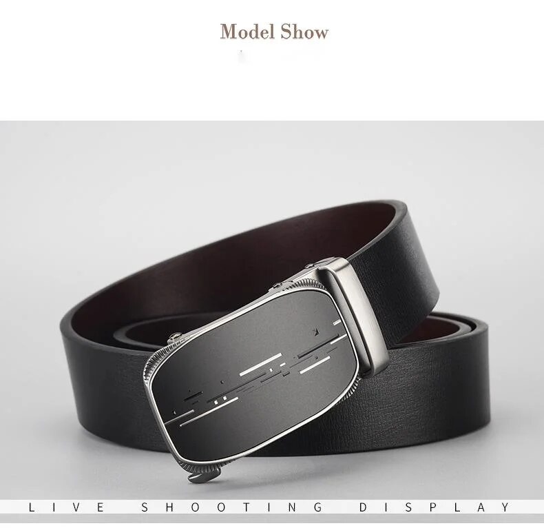 Genuine Leather Men's Automatic Buckle Belt Business Style_voghion.com