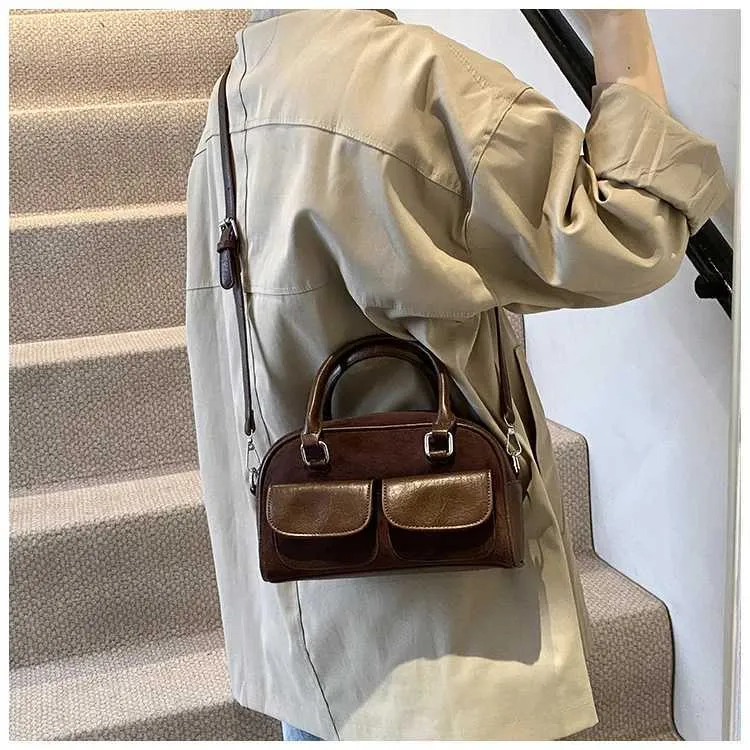Retro Suede Handbag Shoulder Bag Large Capacity Crossbody Bag_voghion.com
