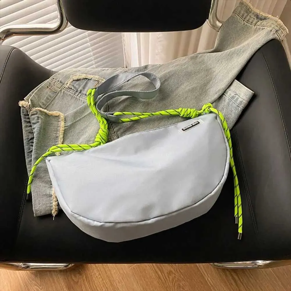 Half-moon Nylon Crossbody Bag Large Capacity Shoulder Bag Solid_voghion.com